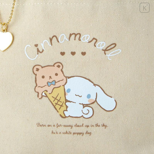 Japan Sanrio Mini Tote Bag - Cinnamoroll / Relaxing Natural Beige - 4