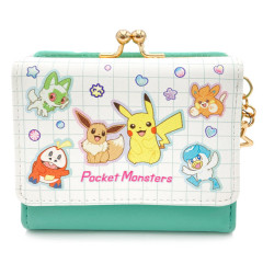 Japan Pokemon Trifold Wallet - Eevee & Pikachu & Friends / Green