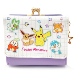 Japan Pokemon Trifold Wallet - Eevee & Pikachu & Friends / Purple