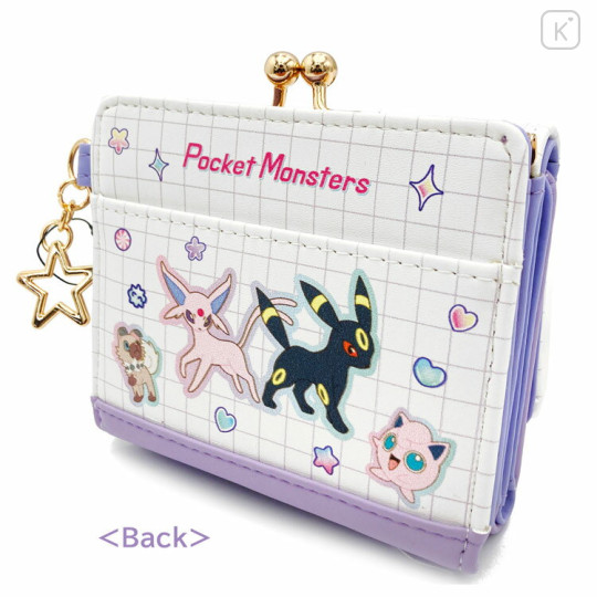 Japan Pokemon Trifold Wallet - Eevee & Pikachu & Friends / Purple - 2