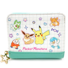 Japan Pokemon Bifold Wallet - Eevee & Pikachu & Friends / Green