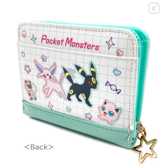 Japan Pokemon Bifold Wallet - Eevee & Pikachu & Friends / Green - 2