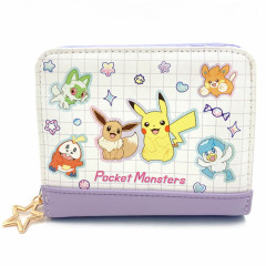 Japan Pokemon Bifold Wallet - Eevee & Pikachu & Friends / Purple