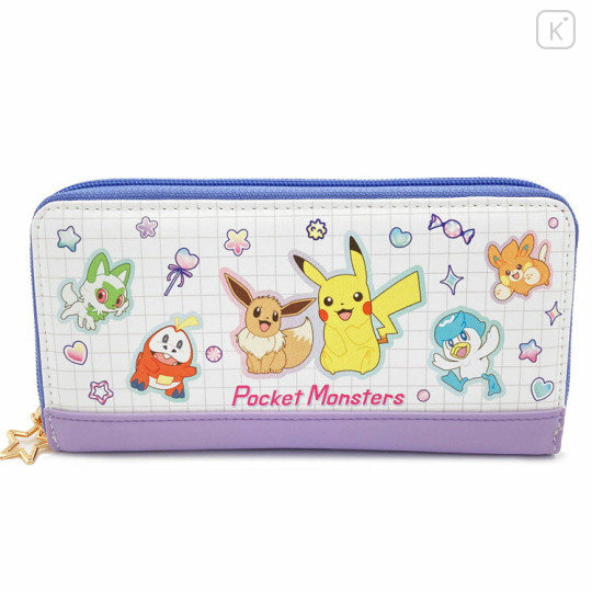 Japan Pokemon Long Wallet - Eevee & Pikachu & Friends / Purple - 1