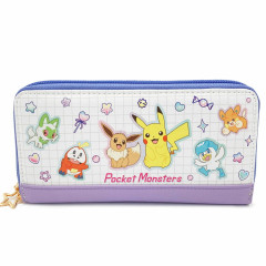 Japan Pokemon Long Wallet - Eevee & Pikachu & Friends / Purple