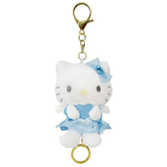 Japan Sanrio Plush Mascot Retractable Reel Keychain - Hello Kitty : Nurse Blue