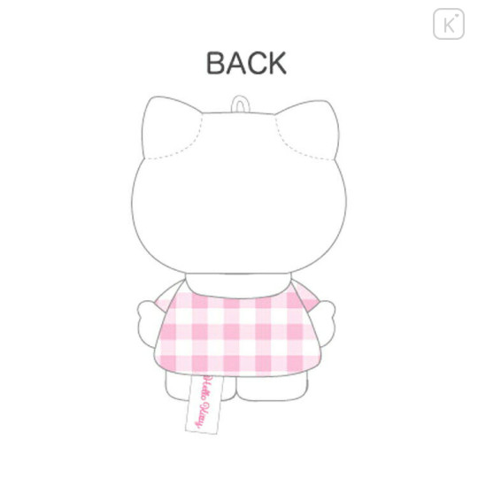 Japan Sanrio Plush Mascot Retractable Reel Keychain - Hello Kitty : Gingham Pink Cherry - 2
