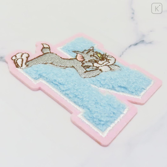 Japan Tom and Jerry Patch Fluffy Embroidery Sticker For Cloth Surface - Tom / Alphabet N - 2