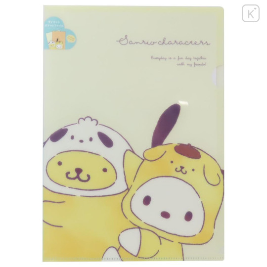 Japan Sanrio A4 Clear File Folder - Pochacco & Pompompurin / Hug - 1