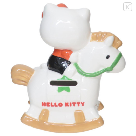 Japan Sanrio Ceramic Piggy Bank - Hello Kitty / Rocking Horse - 2