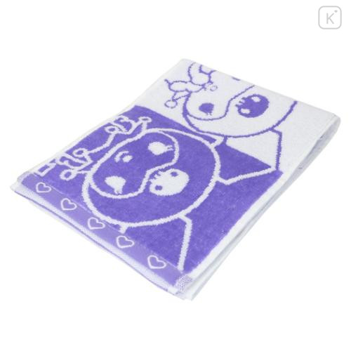 Japan Sanrio Jacquard Embroidered Long Towel - Kuromi / Silhouette - 4