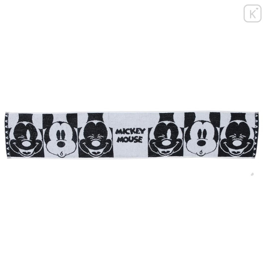 Japan Disney Jacquard Embroidered Long Towel - Mickey Mouse / Silhouette - 1