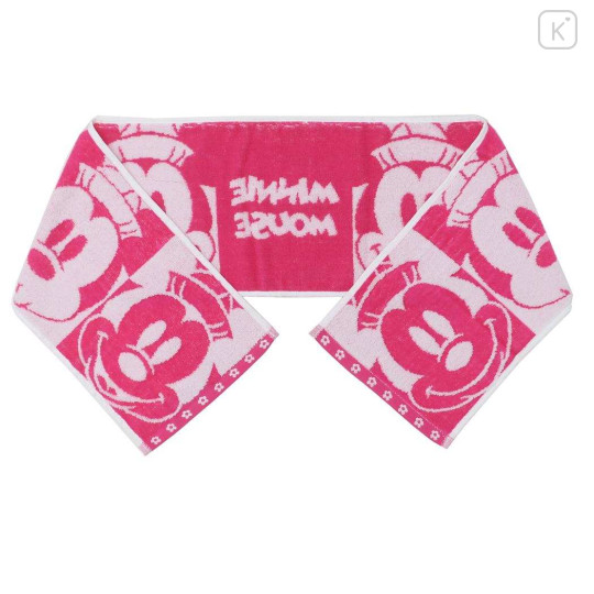 Japan Disney Jacquard Embroidered Long Towel - Minnie Mouse / Silhouette - 2