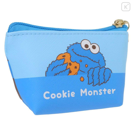 Japan Sesame Street Triangular Mini Pouch - Cookie Monster - 2