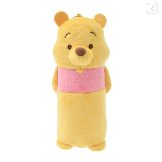 Japan Disney Store Fluffy Plush Pen Case - Pooh / Ballchain - 1