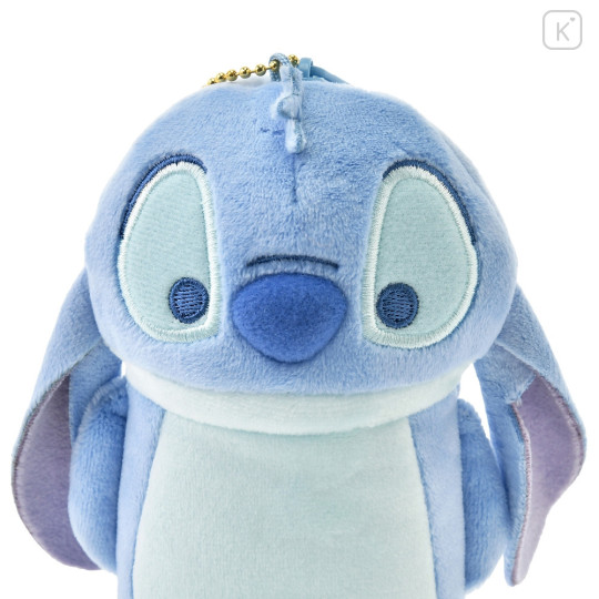 Japan Disney Store Fluffy Plush Pen Case - Stitch / Ballchain - 4