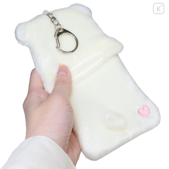 Japan Care Bears Photo Holder Card Case Keychain - Fluffy Sparkle Heart Bear - 2