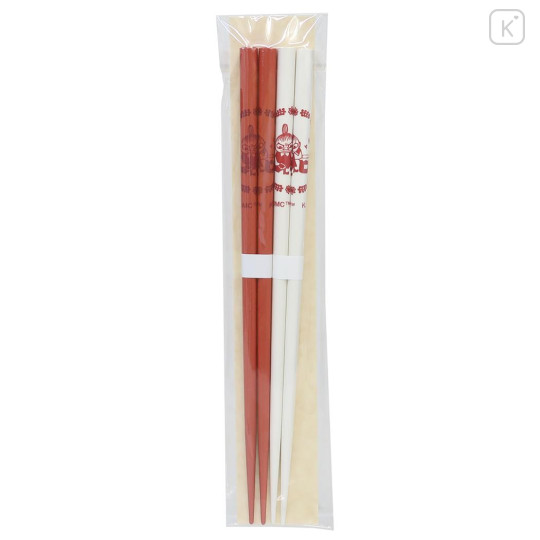 Japan Moomin Natural Wood Chopsticks Set 22.5cm - Little My / Red & White - 1