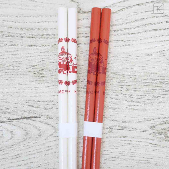 Japan Moomin Natural Wood Chopsticks Set 22.5cm - Little My / Red & White - 2