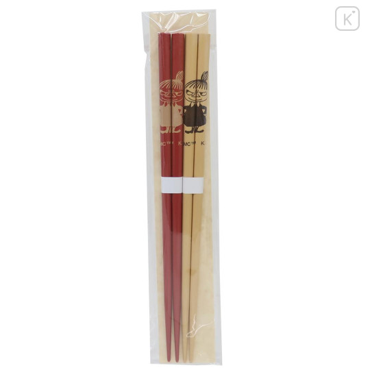 Japan Moomin Natural Wood Chopsticks Set 22.5cm - Little My / Red & Beige - 1