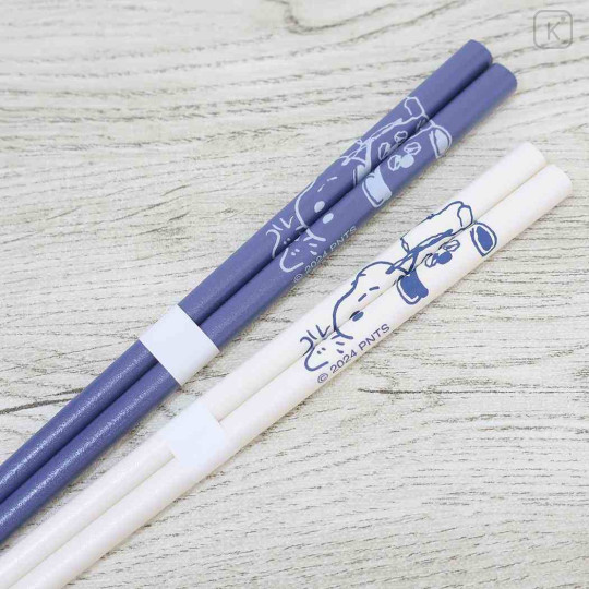 Japan Peanuts Natural Wood Chopsticks Set 22.5cm - Snoopy / Blue & White - 2