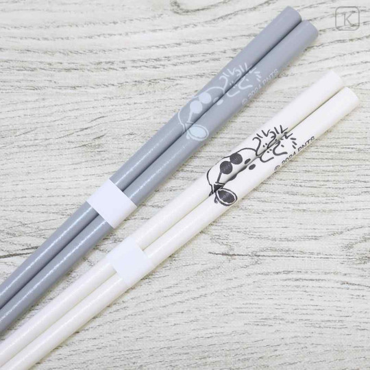 Japan Peanuts Natural Wood Chopsticks Set 22.5cm - Snoopy / Grey & White Joe Cool - 2