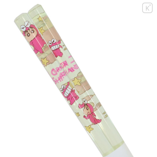 Japan Crayon Shin-chan Chopsticks 23cm - Shinnosuke Nohara / Clear Choco Green - 3