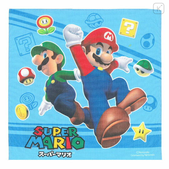 Japan Mario Handkerchief - Jumping / Super Mario Brothers Blue - 1