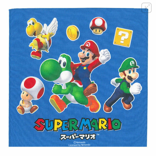 Japan Mario Handkerchief - Characters / Super Mario Brothers Navy - 1