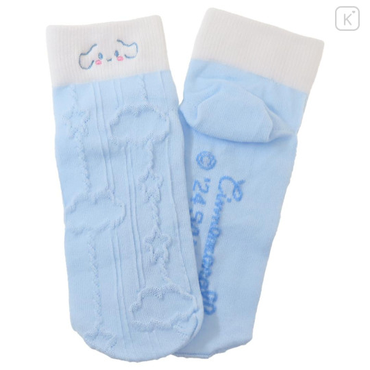 Japan Sanrio Crew Socks - Cinnamoroll / Face Light Blue - 2