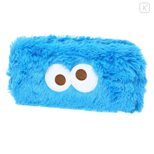 Japan Sesame Street Fluffy Plush Pen Case - Cookie Monster - 1