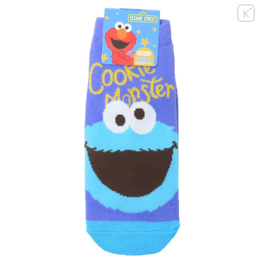 Japan Sesame Street Socks - Cookie Monster / Face Purple & Blue - 1