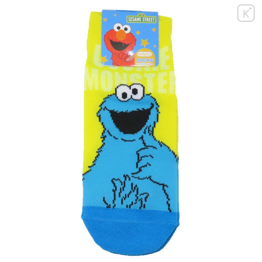 Japan Sesame Street Socks - Cookie Monster / Yellow & Blue - 1