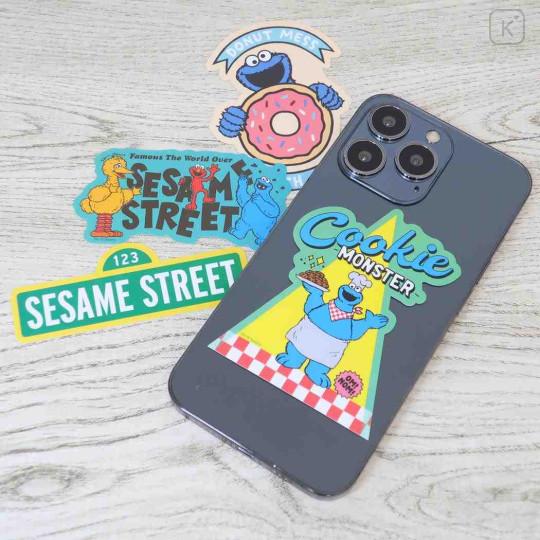 Japan Sesame Street Vinyl Sticker - Cookie Monster / Donut - 2