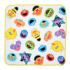 Japan Sesame Street Handkerchief - Characters / White & Yellow