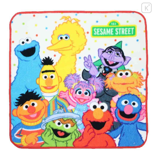 Japan Sesame Street Handkerchief - Characters / White & Red - 1