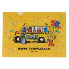 Japan Sesame Street A4 Clear File Folder - Happy 55th Anniversary Yellow