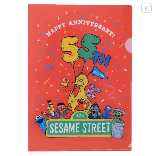 Japan Sesame Street A4 Clear File Folder - Happy 55th Anniversary Red - 1