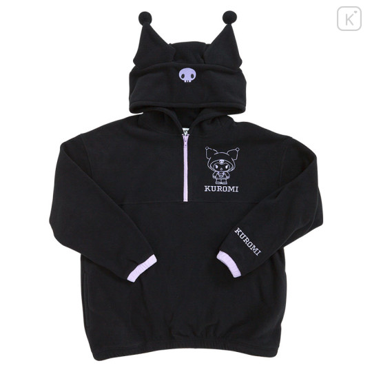 Japan Sanrio Fleece Half Zip Hoodie (M) - Kuromi - 1