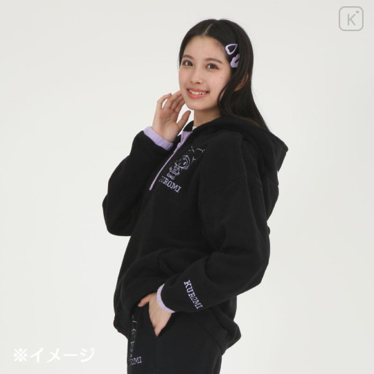 Japan Sanrio Fleece Half Zip Hoodie (M) - Kuromi - 5