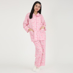 Japan Sanrio Shirt Pajamas (M) - Hello Kitty / Girly Flower Pink