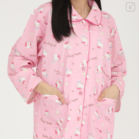 Japan Sanrio Shirt Pajamas (L) - Hello Kitty / Girly Flower Pink - 5