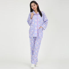 Japan Sanrio Shirt Pajamas (M) - Hello Kitty / Girly Flower Purple