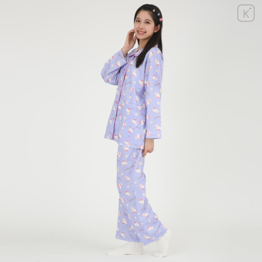 Japan Sanrio Shirt Pajamas (M) - Hello Kitty / Girly Flower Purple - 2