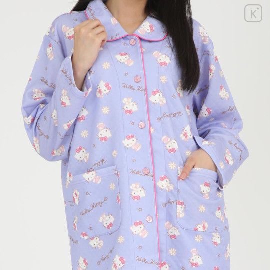 Japan Sanrio Shirt Pajamas (M) - Hello Kitty / Girly Flower Purple - 5