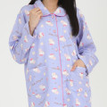 Japan Sanrio Shirt Pajamas (L) - Hello Kitty / Girly Flower Purple - 5