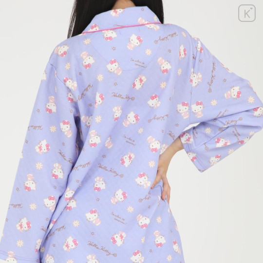 Japan Sanrio Shirt Pajamas (L) - Hello Kitty / Girly Flower Purple - 7