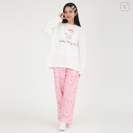 Japan Sanrio T-shirt Pajamas (M) - Hello Kitty / Ivory & Pink - 1