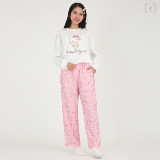 Japan Sanrio T-shirt Pajamas (M) - Hello Kitty / Ivory & Pink - 2