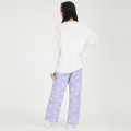 Japan Sanrio T-shirt Pajamas (M) - Hello Kitty / Ivory & Purple - 3